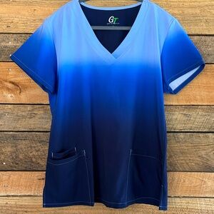 GT Performance Blue Tie Dye Scrub Top Size L in EUC